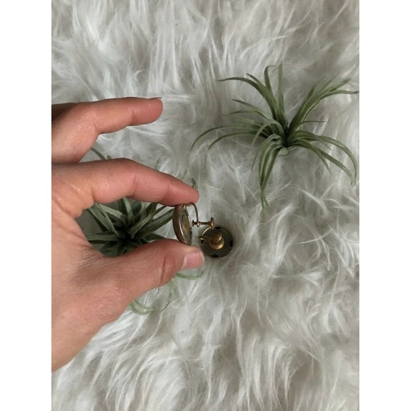 Large Vintage 80s Gold Tone Round Circle screw‎ back Earrings Chunky Statement - Picture 5 of 7